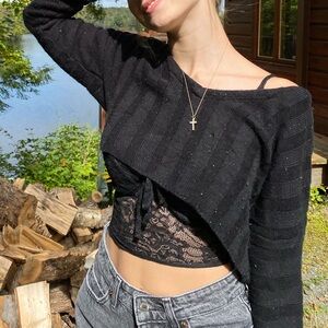 Garage Black Off-the-Shoulder Sweater